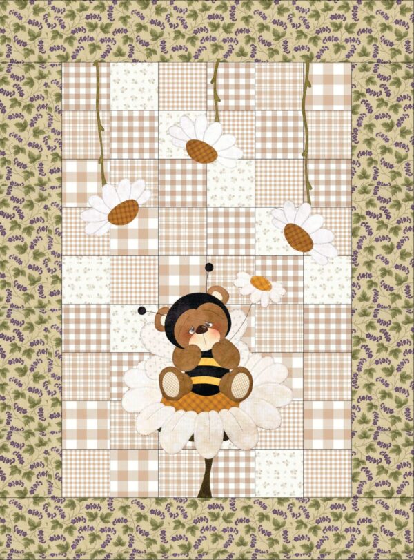 Top Quilt "Honey Bee Bear" - letto singolo 60 x 81"