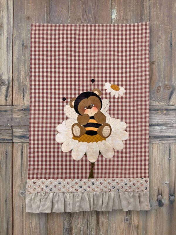Canovaccio "Honey Bee Bear" - Base con quadro bordeaux